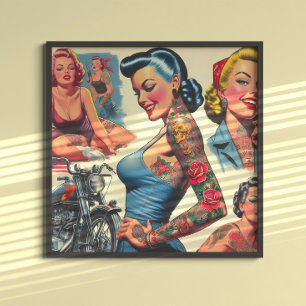 Poster Pin-up Tatouée Vintage