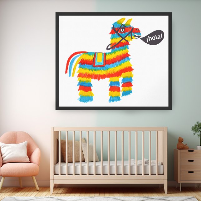 Poster Piñata Donkey HOLA Aquarelle Art (Piñata Donkey HOLA Watercolor Art Poster
)
