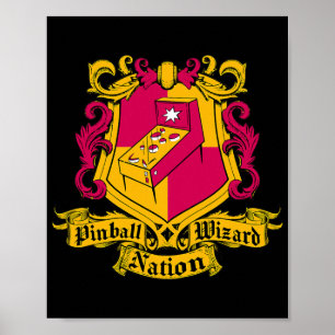Poster Pinball Wizard Nation Pinball Machine Arcade Game