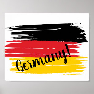Poster Pinceau Artistique Drapeau Allemagne