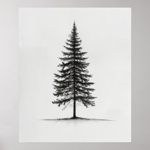 Pinceau Lone Arbre moderne ligne noire art minimal
