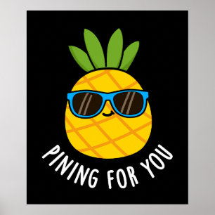 Poster Pinceau Pour Vous Amusant Pun D'Ananas Sombre BG