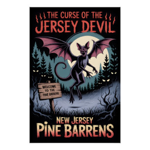 Poster Pine Barrens hantés, art horrifique du New Jersey
