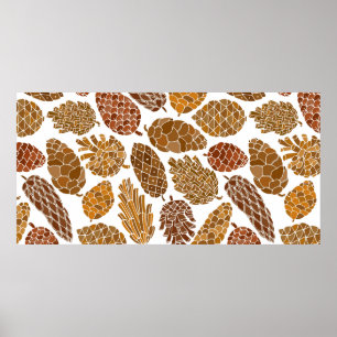 Poster Pine cones seamless pattern