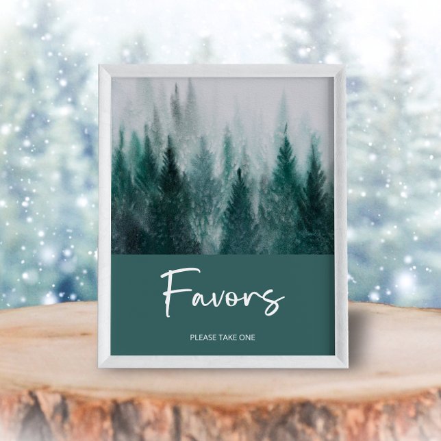 Poster Pine Tree Forest Aquarelle Vert faveurs (Créateur téléchargé)