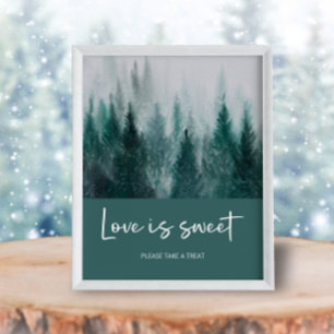 Poster Pine Tree Forest Aquarelle Vert L'amour est doux