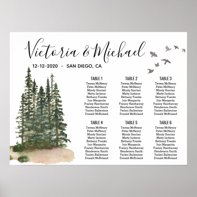 Poster Pine Tree Forest Woodland Sièges Graphique (Devant)