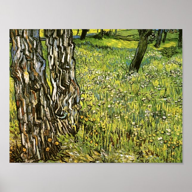 Poster Pine Trees & Dandelions Van Gogh Art (Devant)