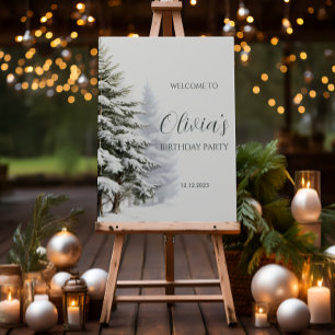 Poster Pine Trees Hiver Onederland Anniversaire Bienvenue