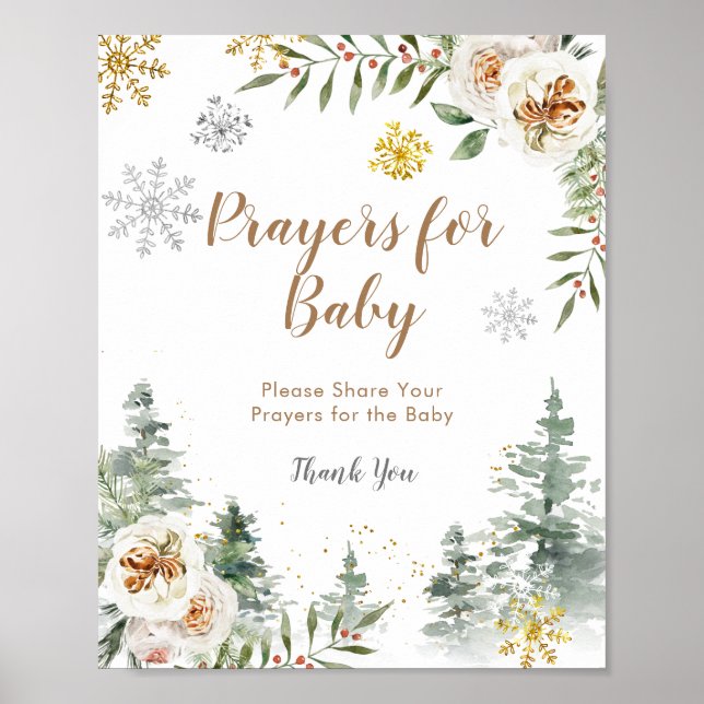 Poster Pine Trees Prières florales hivernales pour le béb (Devant)