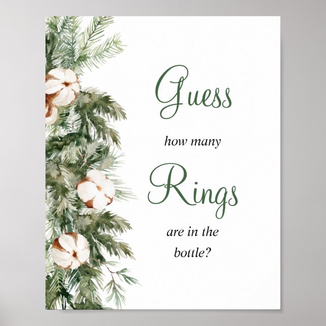 Poster Pine Winter Devinez combien de bagues signe Fête d (Devant)