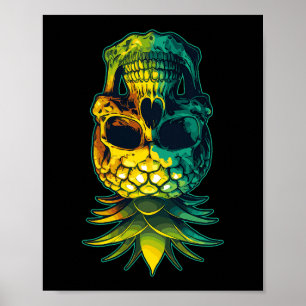 Poster Pineapp à l'ananas pivotante Crâne drôle à l'enver