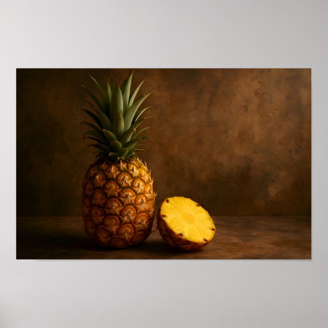 Poster Pineapple & Pineapple Slice Rustic Grunge Photo (Devant)
