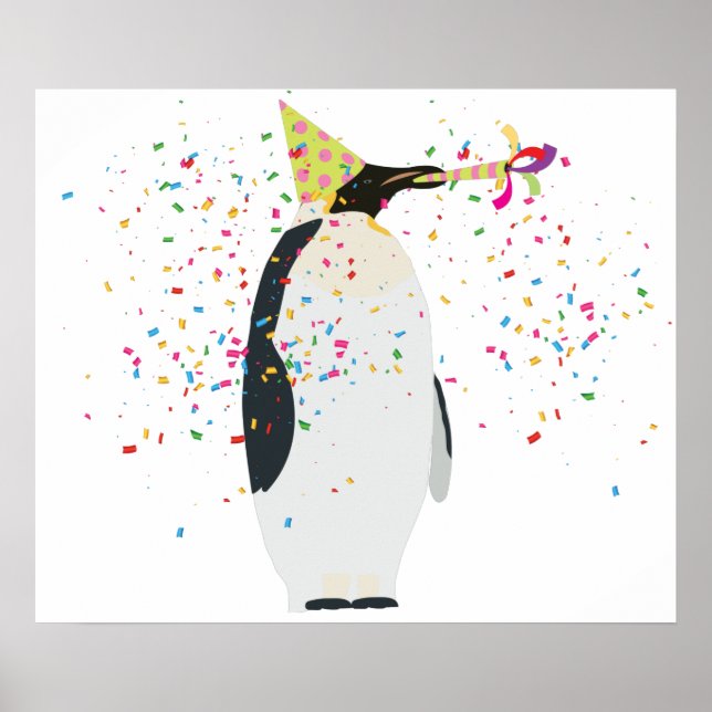 Poster Pingouin - Animaux ayant une fête (Devant)