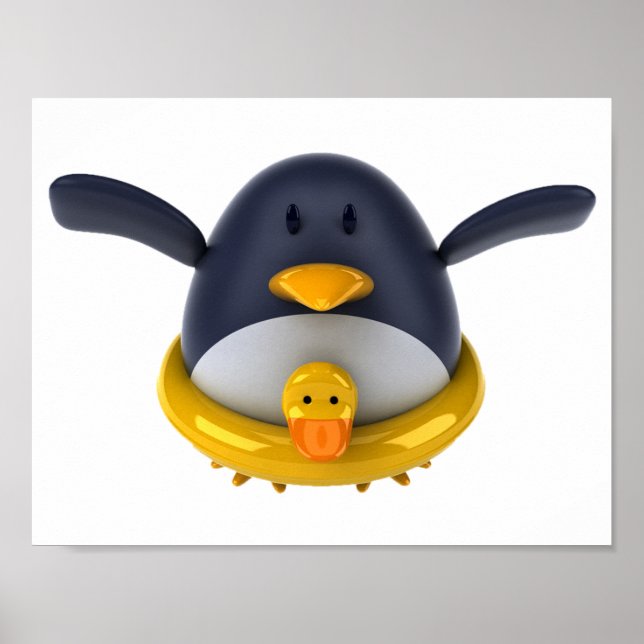 Poster Pingouin Avec Canard En Caoutchouc (Devant)