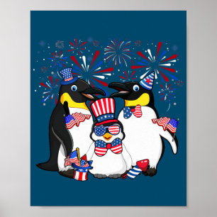 Poster Pingouin avec feux d'artifice Lunettes de soleil C
