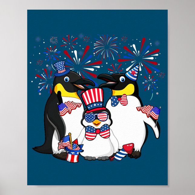 Poster Pingouin avec feux d'artifice Lunettes de soleil C (Devant)