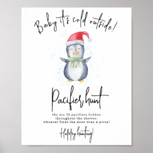 Poster Pingouin - baby shower de chasse au Pacifique