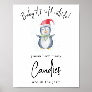 Poster Pingouin - Combien de bonbons