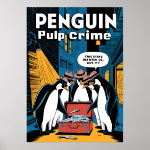 Poster Pingouin Criminalité de pâte Noir Drôle Design