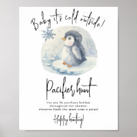 Pingouin de bébé - baby shower de chasse à la paci