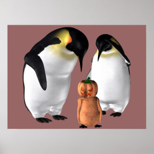 Poster Pingouin d'Halloween
