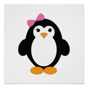 Poster Pingouin fille mignonne