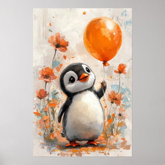 Poster Pingouin gai avec peinture numérique à balloon ora (Devant)