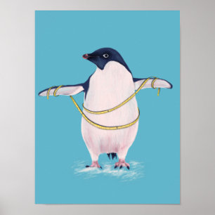 Poster Pingouin gras à l'alimentation mignonne Oiseau drô