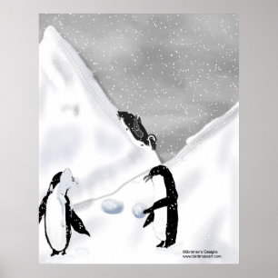 Poster Pingouin Snowball combat Imprimer