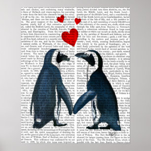 Poster Pingouins Avec Coeurs D'Amour