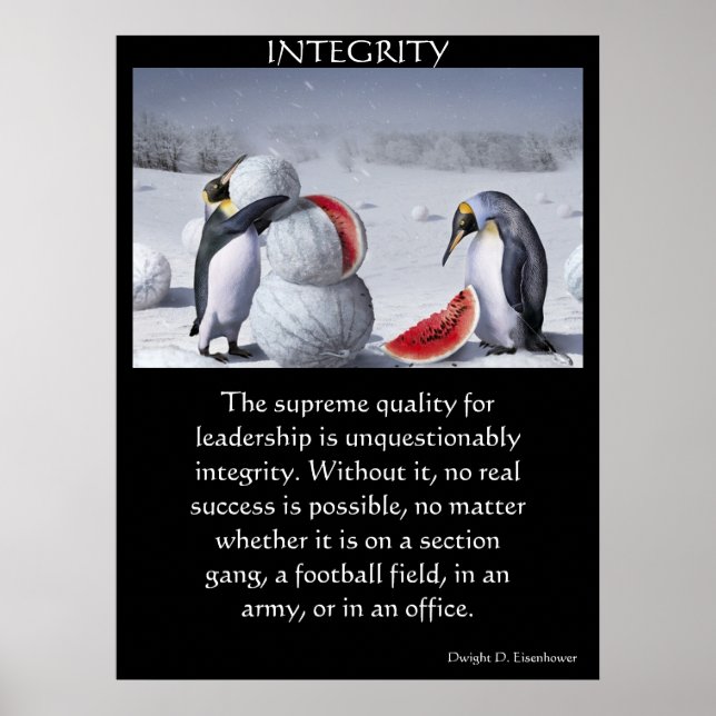 Poster Pingouins INTEGRITY construire un bonhomme de neig (Devant)
