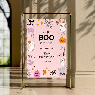 Poster Pink A Little Boo Baby shower Halloween Bienvenue