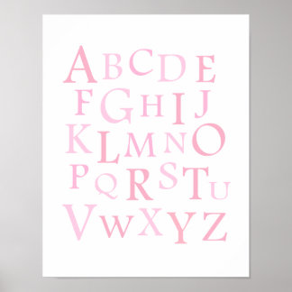 Poster Pink ABC Nursery Typographie Imprimer