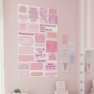 Poster Pink Aesthetic Vision Board Quotes