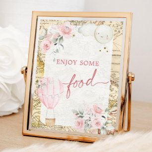 Poster Pink Air Balloon n'est-elle pas Onerderful Food Si