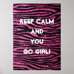 Poster Pink and Black Zebra Print bling (faux glitter)