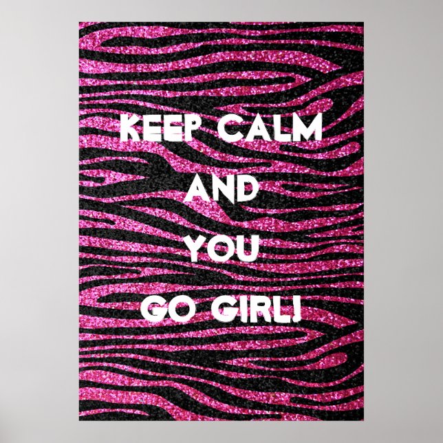 Poster Pink and Black Zebra Print bling (faux glitter) (Devant)