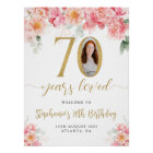 Pink and Gold Floral Photo 70e anniversaire Bienve