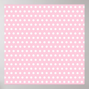 Poster Pink and White Polka Dots Pattern.