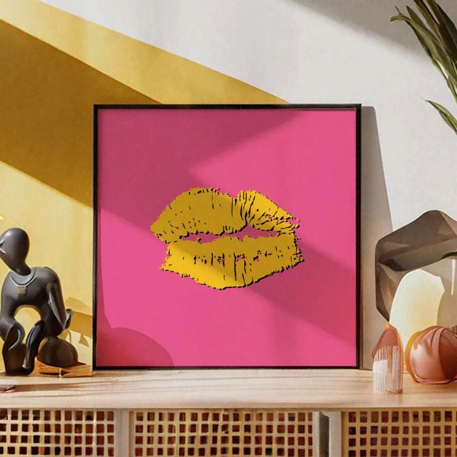 Poster Pink and Yellow Kissing Lips (Créateur téléchargé)