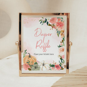 Poster Pink Automne automne Floral Citrouille Déchets Raf