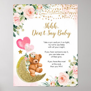 Poster Pink Bearly ne pas dire bébé signe