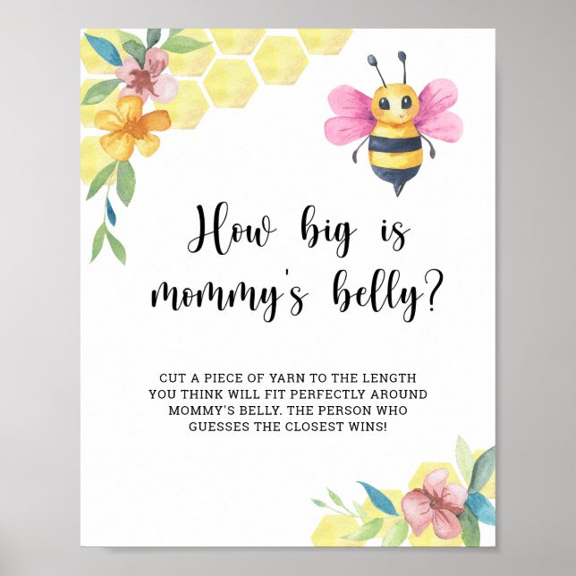 Poster Pink Bee how big is mommy's belly game (Devant)