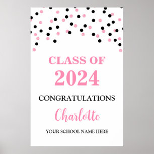 Poster Pink Black Grad Party Personnalisé 20x30