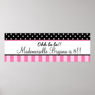 Poster Pink & Black Polka Dot Paris Anniversaire