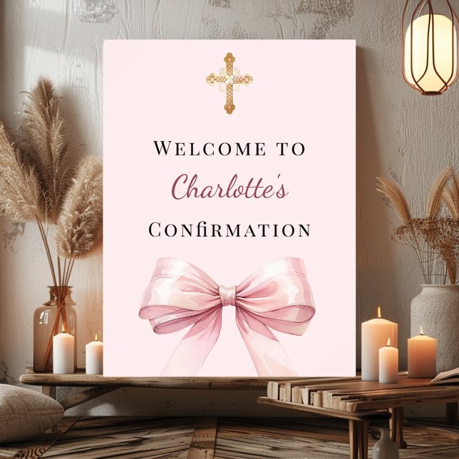 Poster Pink blush bow Confirmation welcome (Créateur téléchargé)