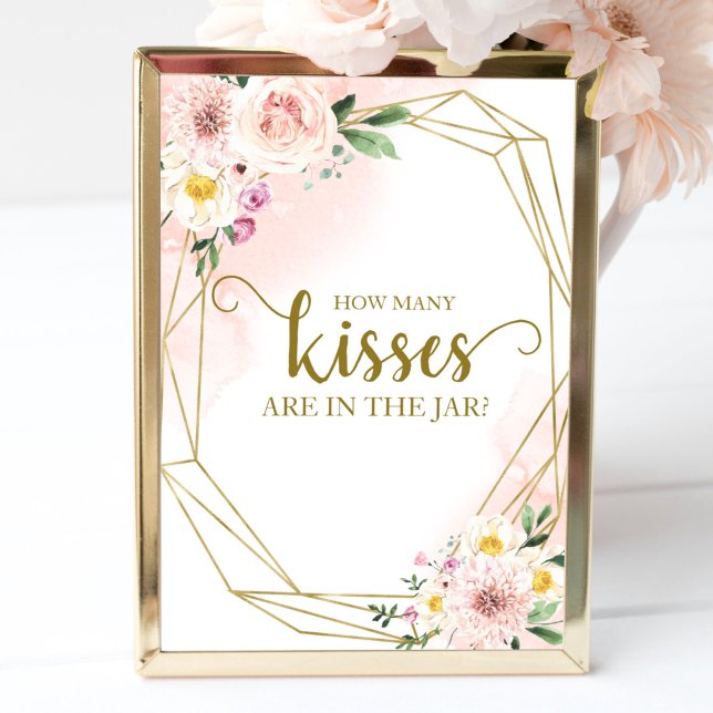 Poster Pink Blush Floral Géométrique Combien de baisers S (Créateur téléchargé)