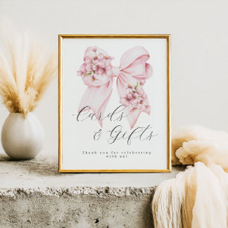 Poster Pink Bow Baby In Bloom Baby showers Cadeaux Signal