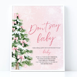 Poster Pink Bow Baby shower d'arbre de Noël ne pas dire b